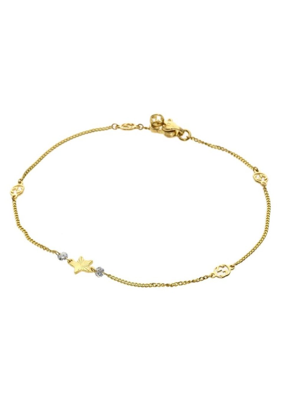 Gucci Interlocking Star Diamond 17 Bracelet 18k Yellow Gold